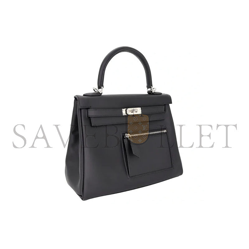 HERMÈS MASTER KELLY COLORMATIC 25 CM BLACK SWIFT LEATHER WITH PALLADIUM HARDWARE (25*19.5*10cm)